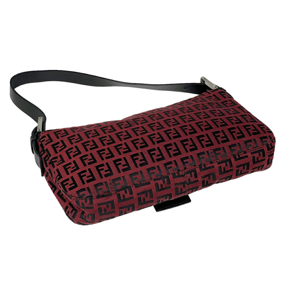 Fendi Canvas Shoulder Bag Black Mamma Zucchino Logo Handbag Hobo Red Baguette